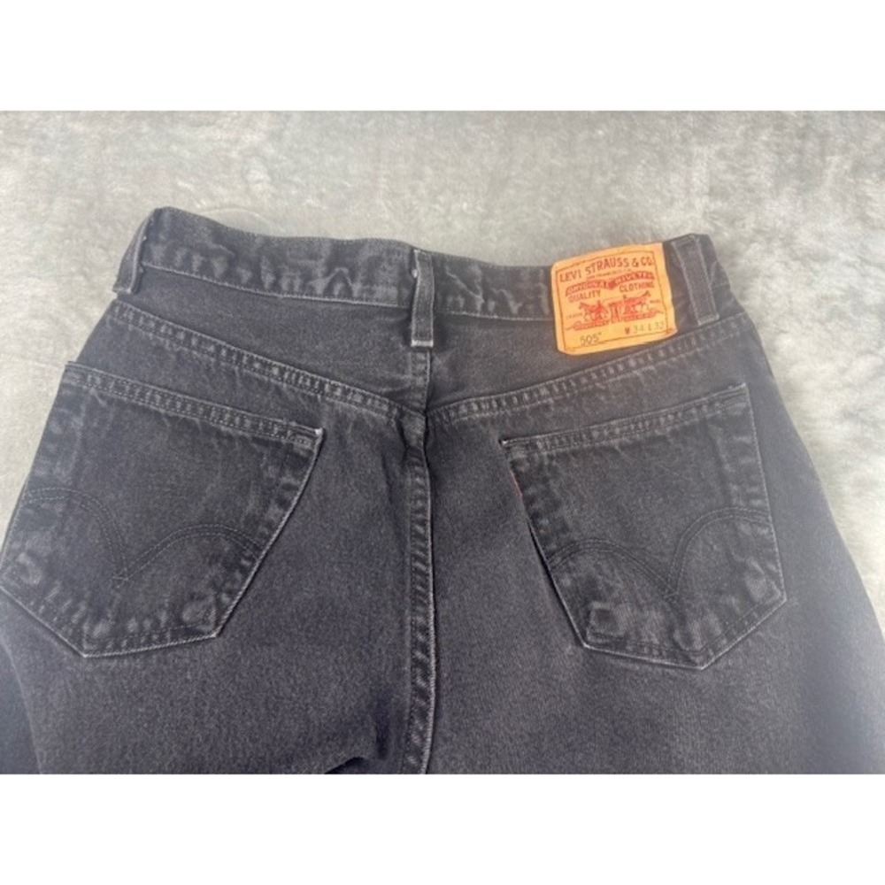 Levi's Jeans Mens 34x32 505 Regular Fit Black Straight Leg Denim Pants - Picture 5 of 8